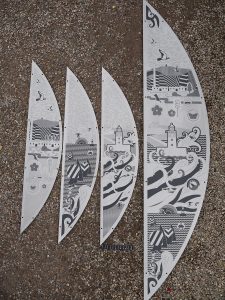 2 Metre high laser cut & etched stainless steel