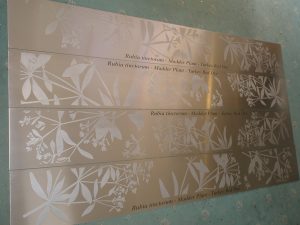 3m x 1.5m x 3mm Stainless Steel etched and partly unfilled