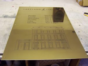 4' x 2' x 3mm Brass for Lakeland Plastics, Perth