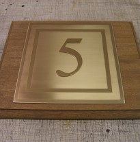 Hotel Number, cut out number on brushed and engraved Brass