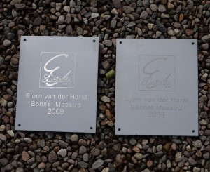 Reverse engraved Steel Award backfilled metalic silver