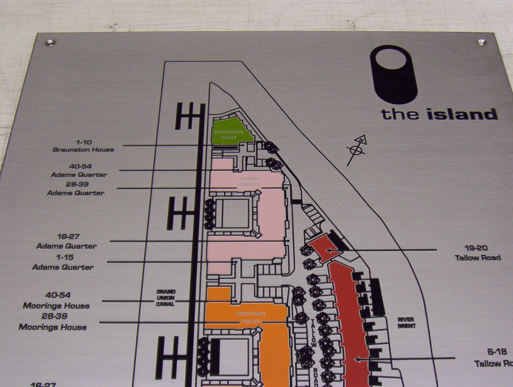 3' x 2' engraved stainless multicolour directory