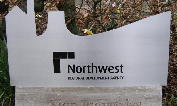 Shaped stainless steel sign