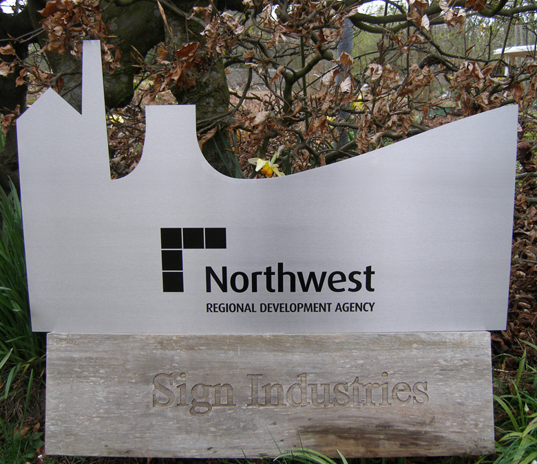 Shaped stainless steel sign
