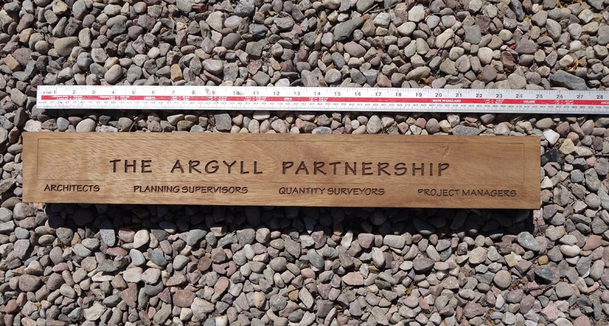 600 x 85 mm laser engraved Iroko