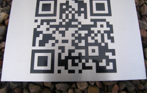 QR code on an aluminium sign